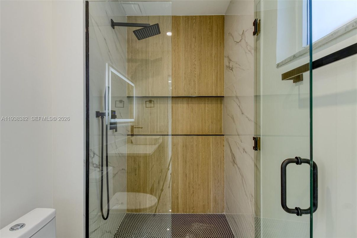 Bathroom, Glass Shower, Interior, Marble Walls