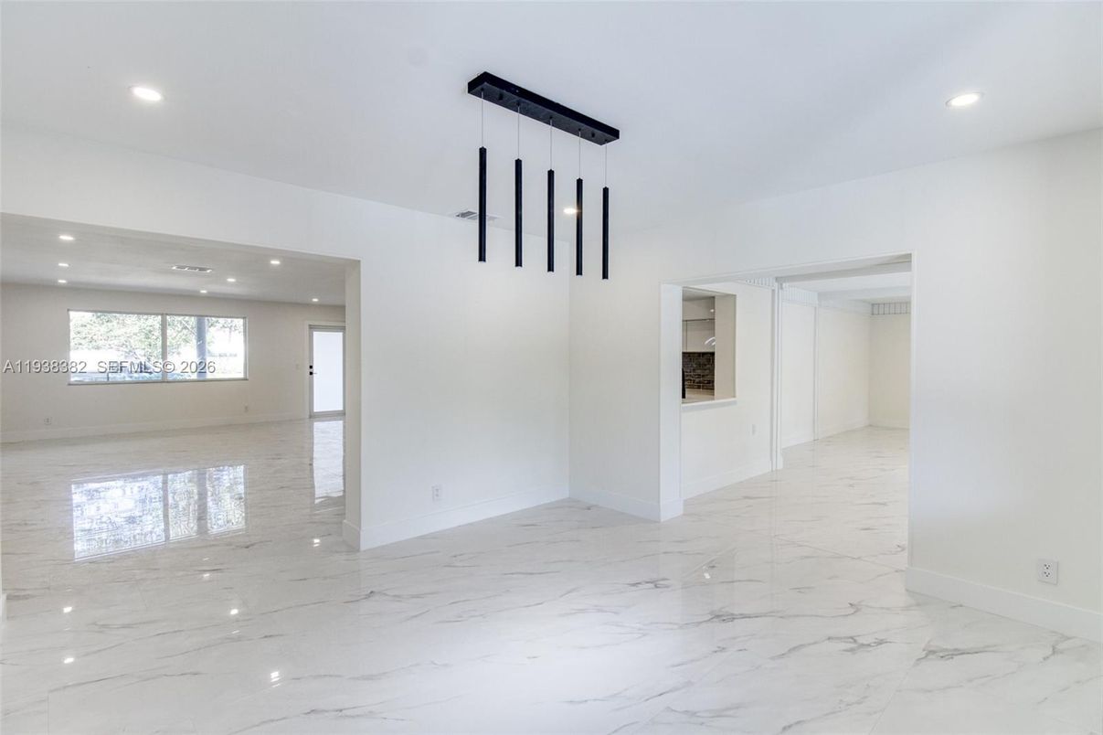 Empty room, Interior, Marble, Pendant Lights, Recessed Lighting