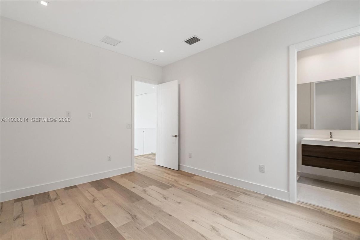 Bathroom, Empty room, Interior, Recessed Lighting, Wood Texture Flooring