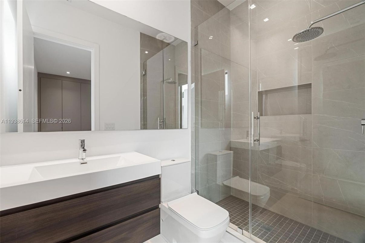Bathroom, Glass Shower, Interior, Recessed Lighting