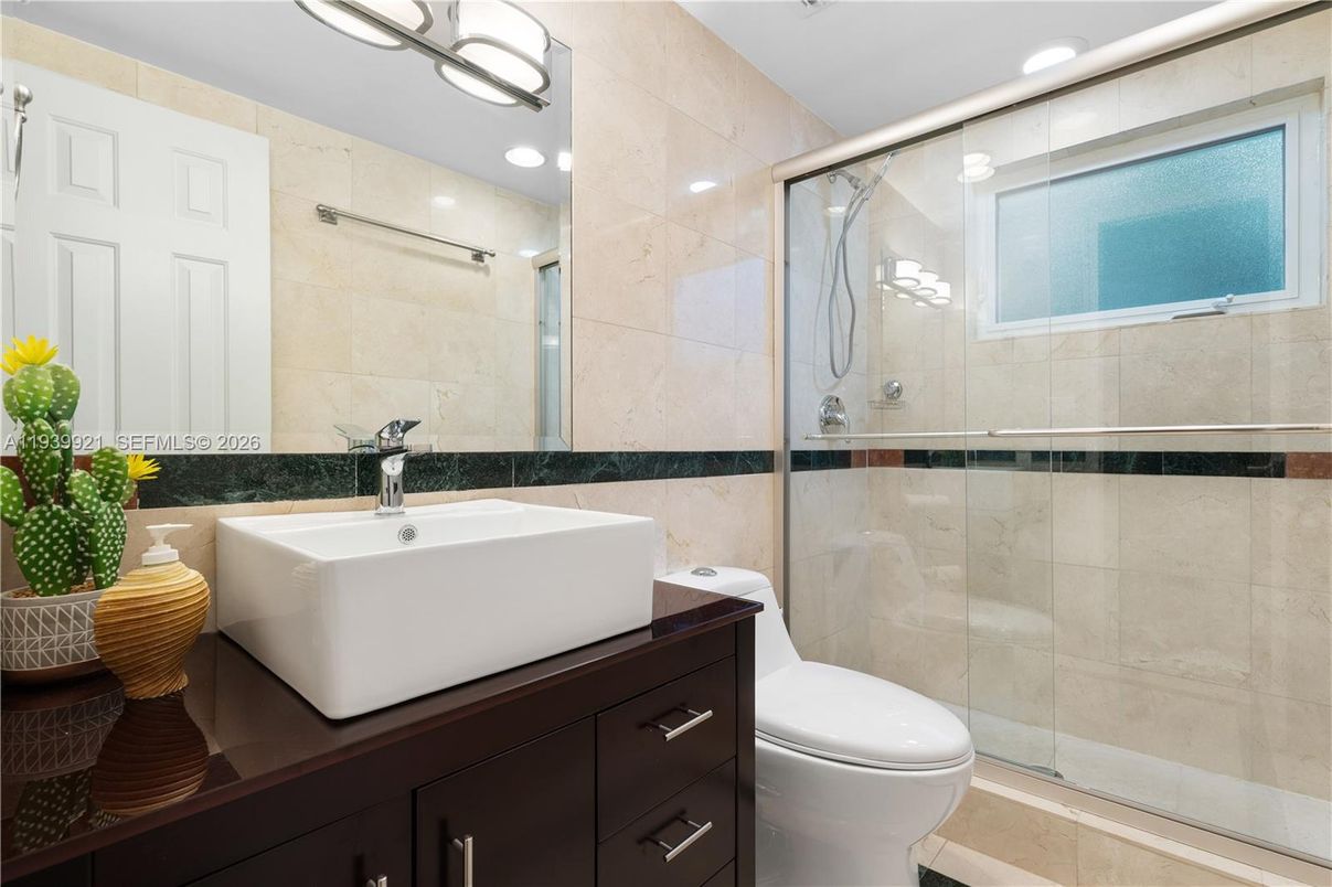 Bathroom, Glass Shower, Interior, Recessed Lighting