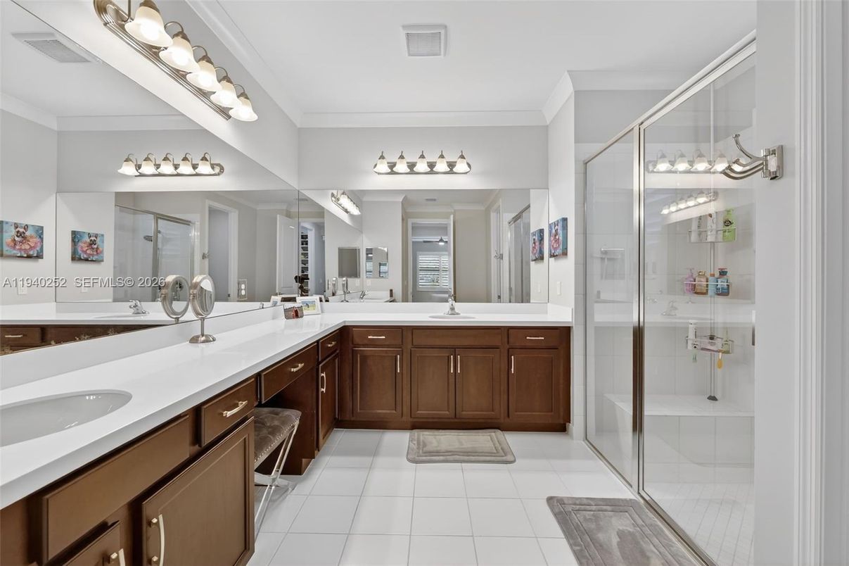 Bathroom, Dual Sink Vanities, Glass Shower, Interior