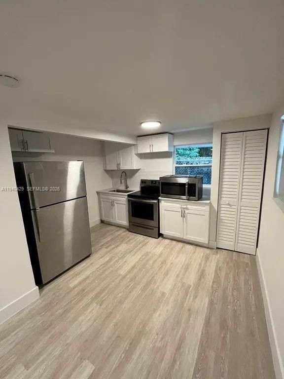 Interior, Kitchen, Stainless Steel Appliances, Wood Texture Flooring