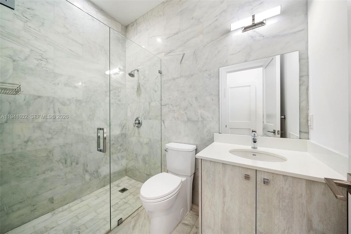 Bathroom, Glass Shower, Interior, Marble Walls