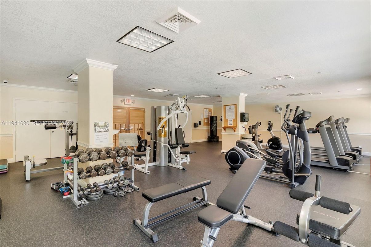 Fitness Equipment, Gym, Interior, Recessed Lighting