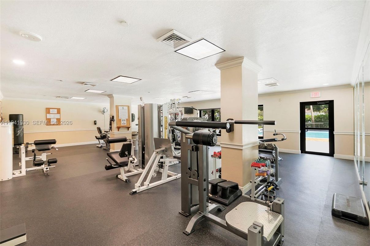 Fitness Equipment, Gym, Interior, Recessed Lighting