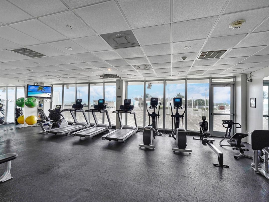 Fitness Equipment, Gym, Interior, Recessed Lighting