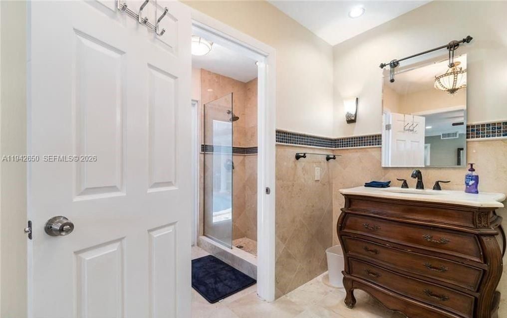 Bathroom, Glass Shower, Interior, Recessed Lighting