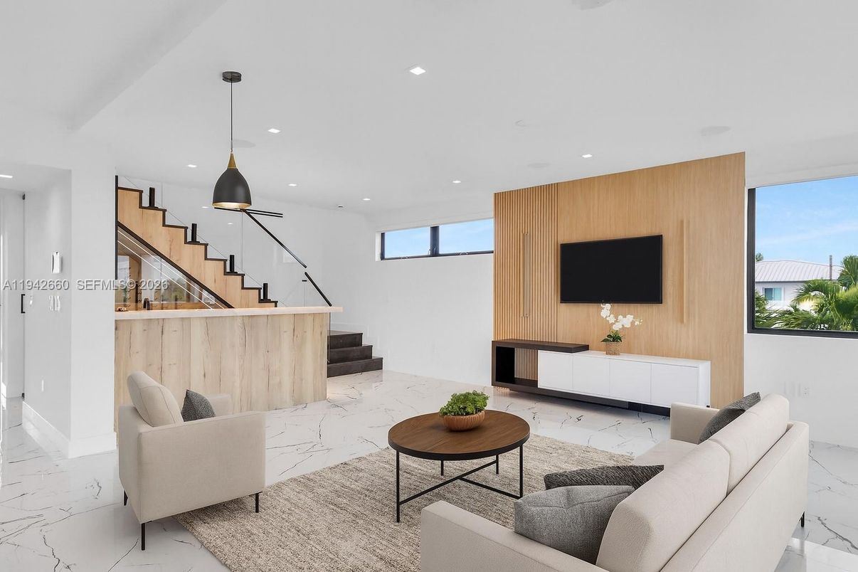 Interior, Living room, Marble, Pendant Lights, Recessed Lighting