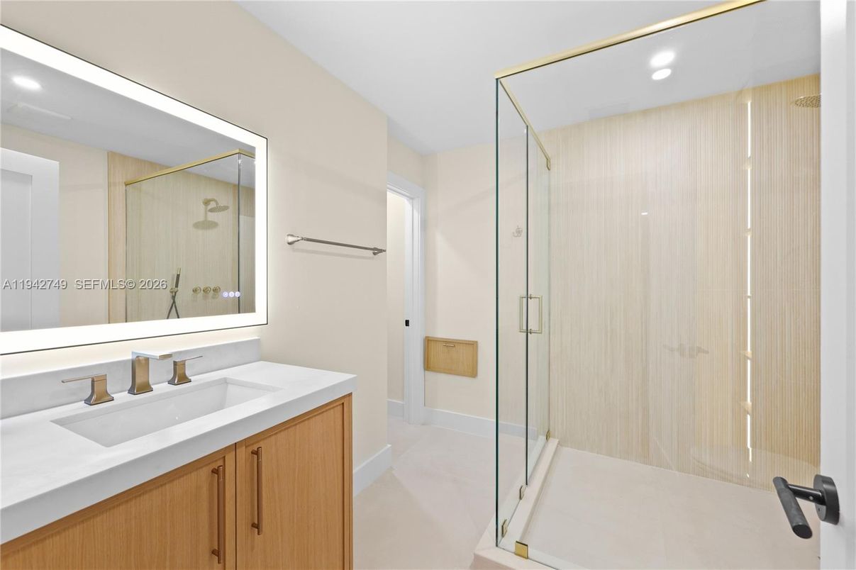 Bathroom, Glass Shower, Interior, Recessed Lighting