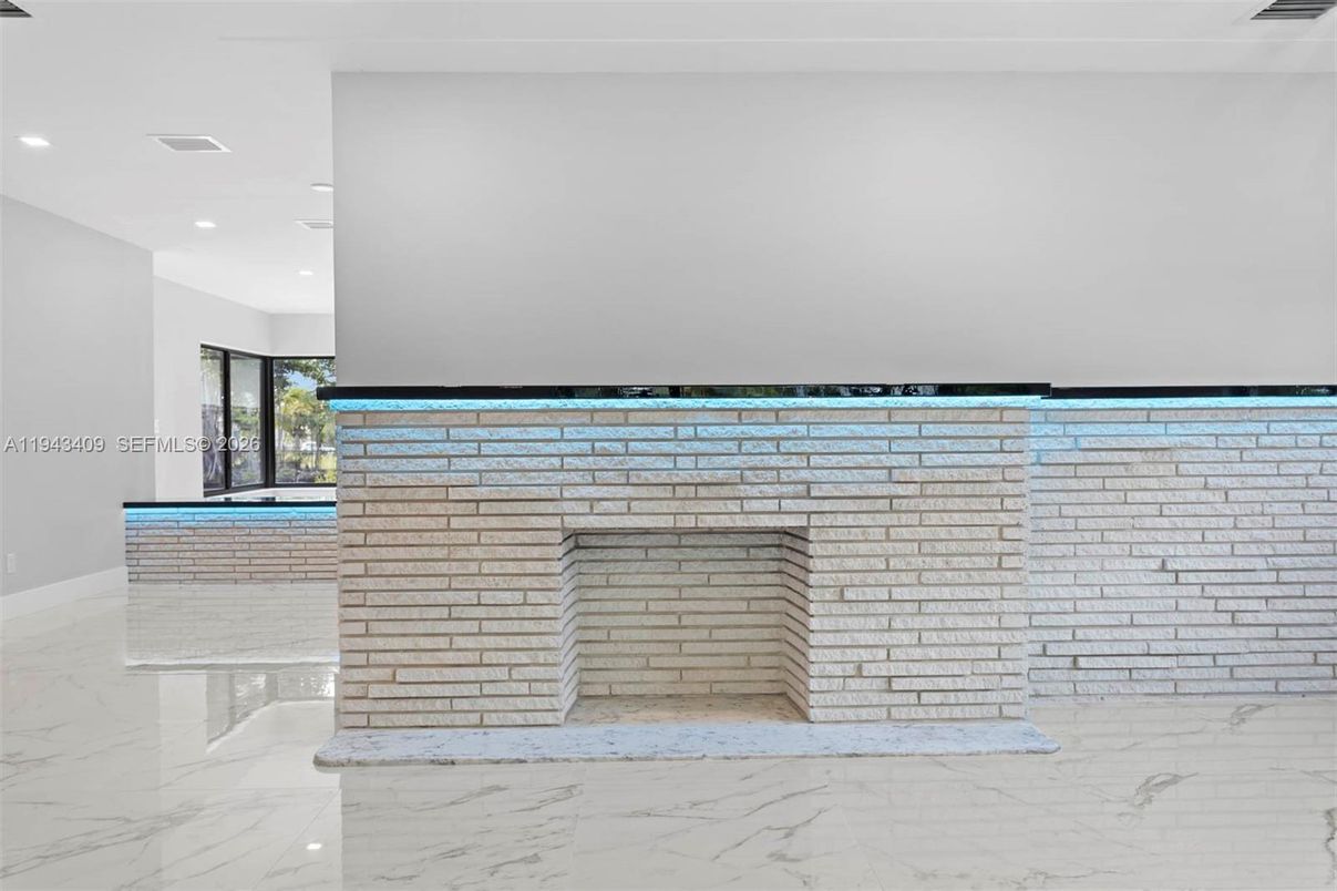 Fireplace, Interior, Marble, Recessed Lighting