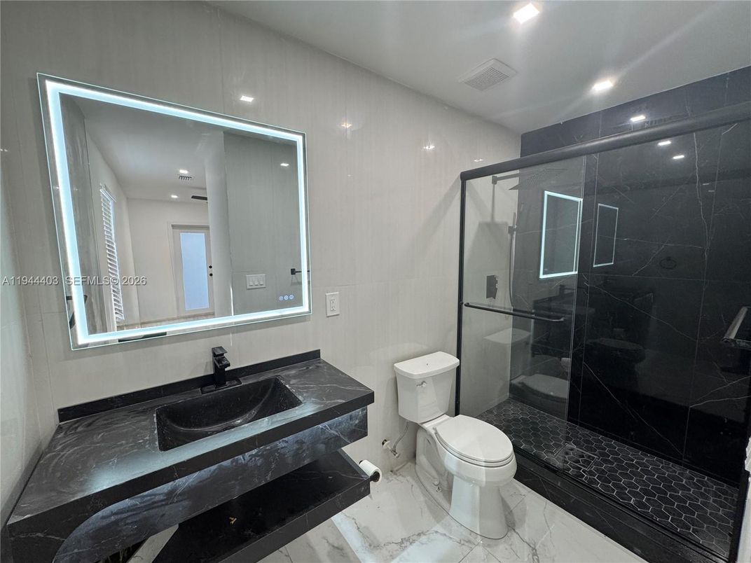 Bathroom, Glass Shower, Interior, Marble, Marble Walls, Recessed Lighting