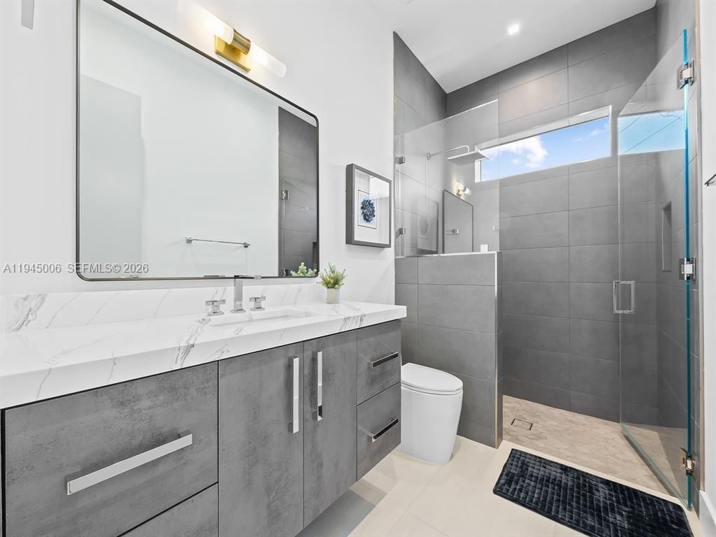 Bathroom, Glass Shower, Interior, Recessed Lighting