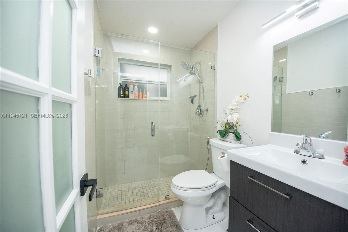 Bathroom, Glass Shower, Interior, Recessed Lighting