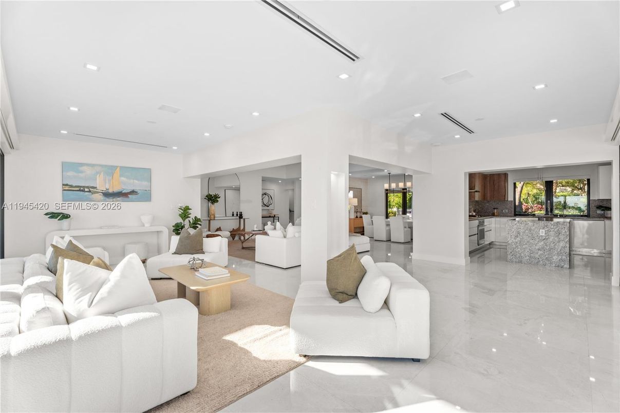 Interior, Kitchen, Living room, Marble, Recessed Lighting