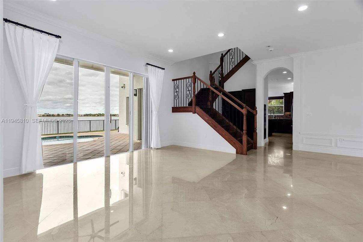 Empty room, Interior, Marble, Recessed Lighting, Water
