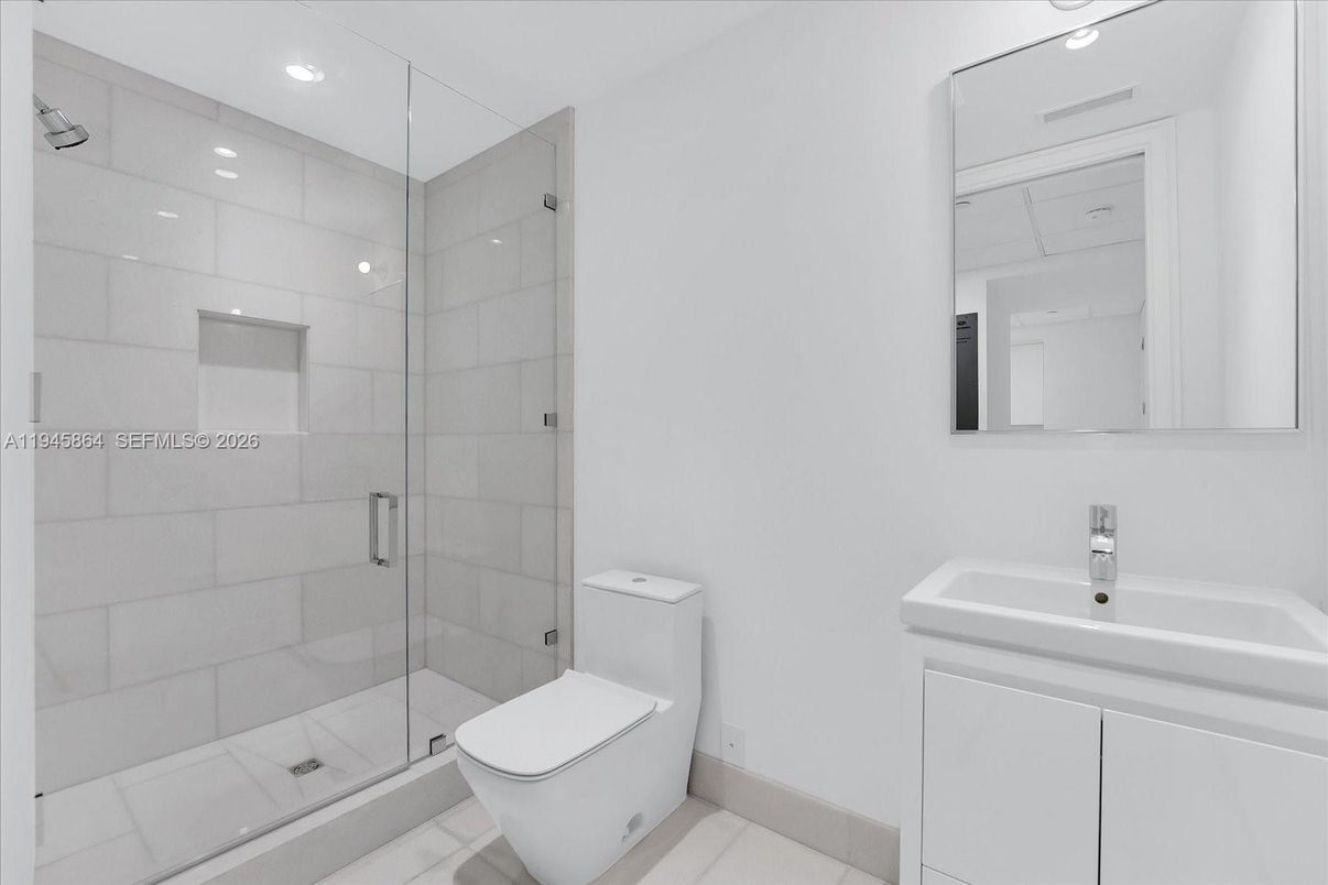 Bathroom, Glass Shower, Interior, Recessed Lighting