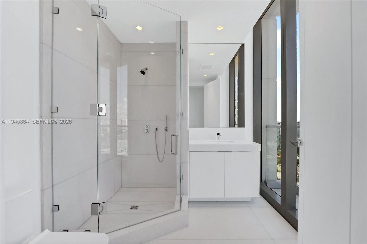 Bathroom, Glass Shower, Interior, Recessed Lighting