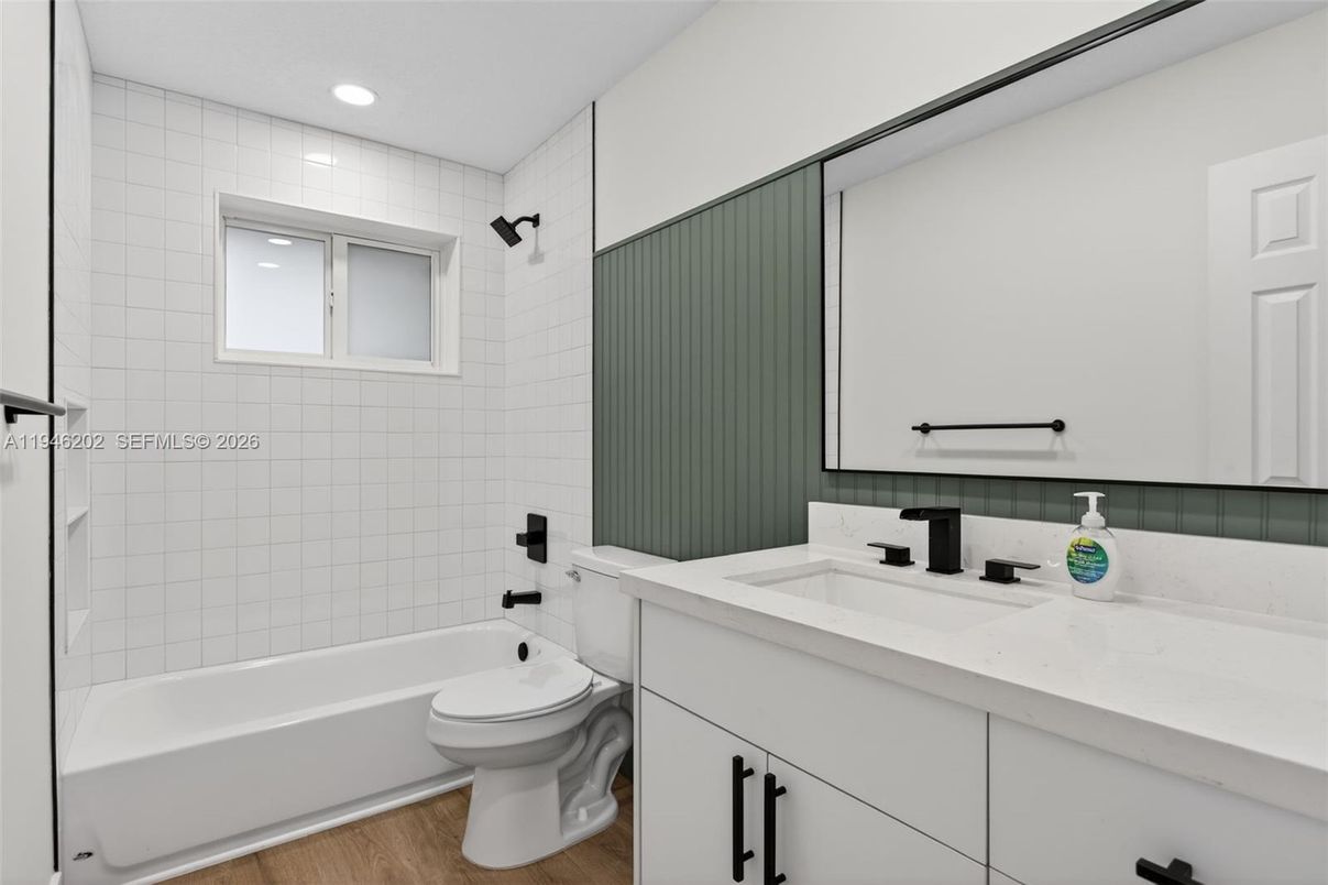 Bathroom, Interior, Recessed Lighting, Wood Texture Flooring