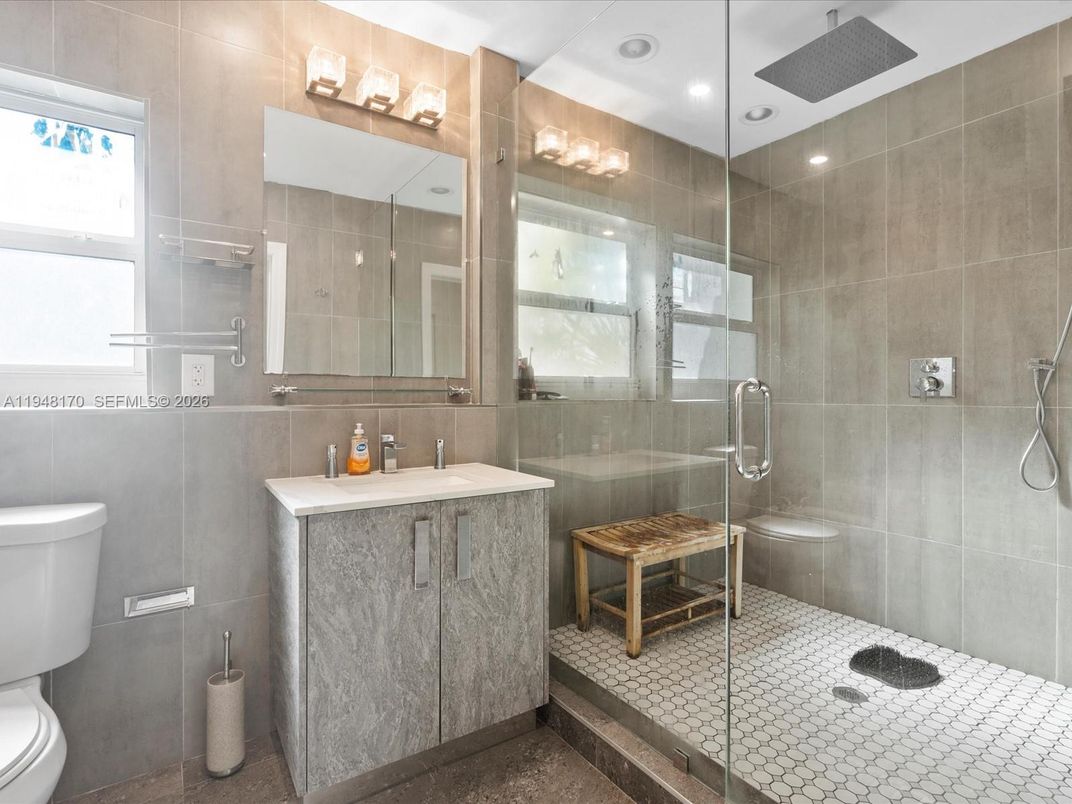 Bathroom, Glass Shower, Interior, Recessed Lighting