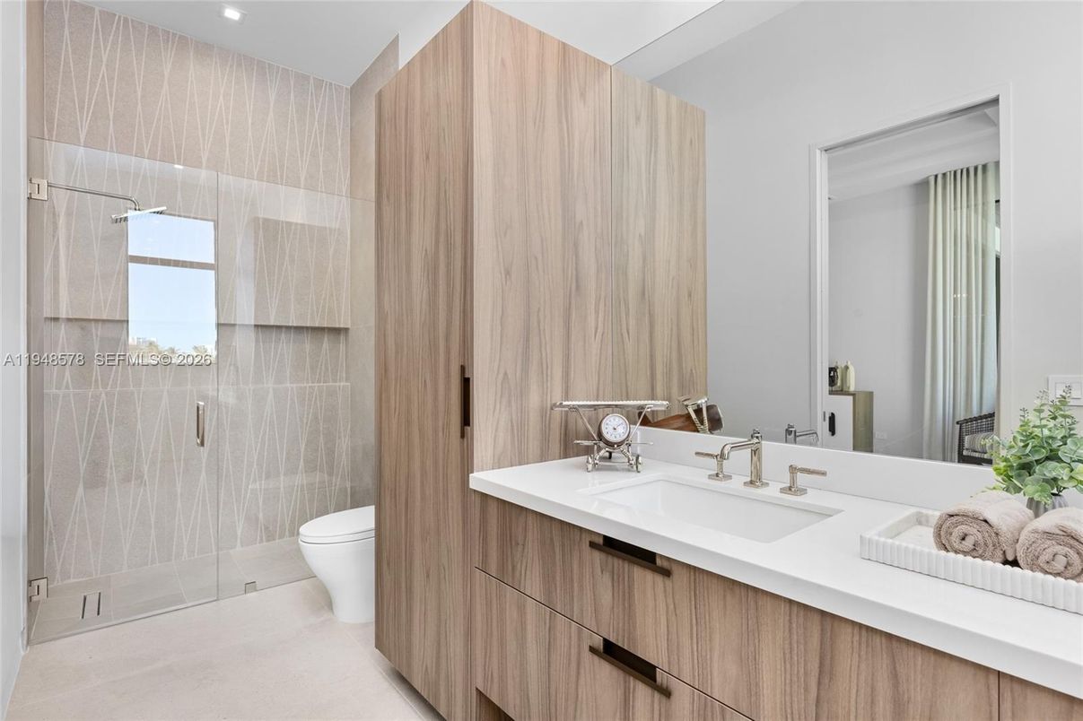 Bathroom, Glass Shower, Interior, Recessed Lighting