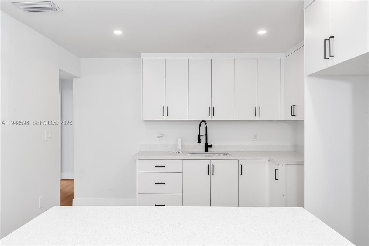 Interior, Kitchen, Recessed Lighting, Wood Texture Flooring