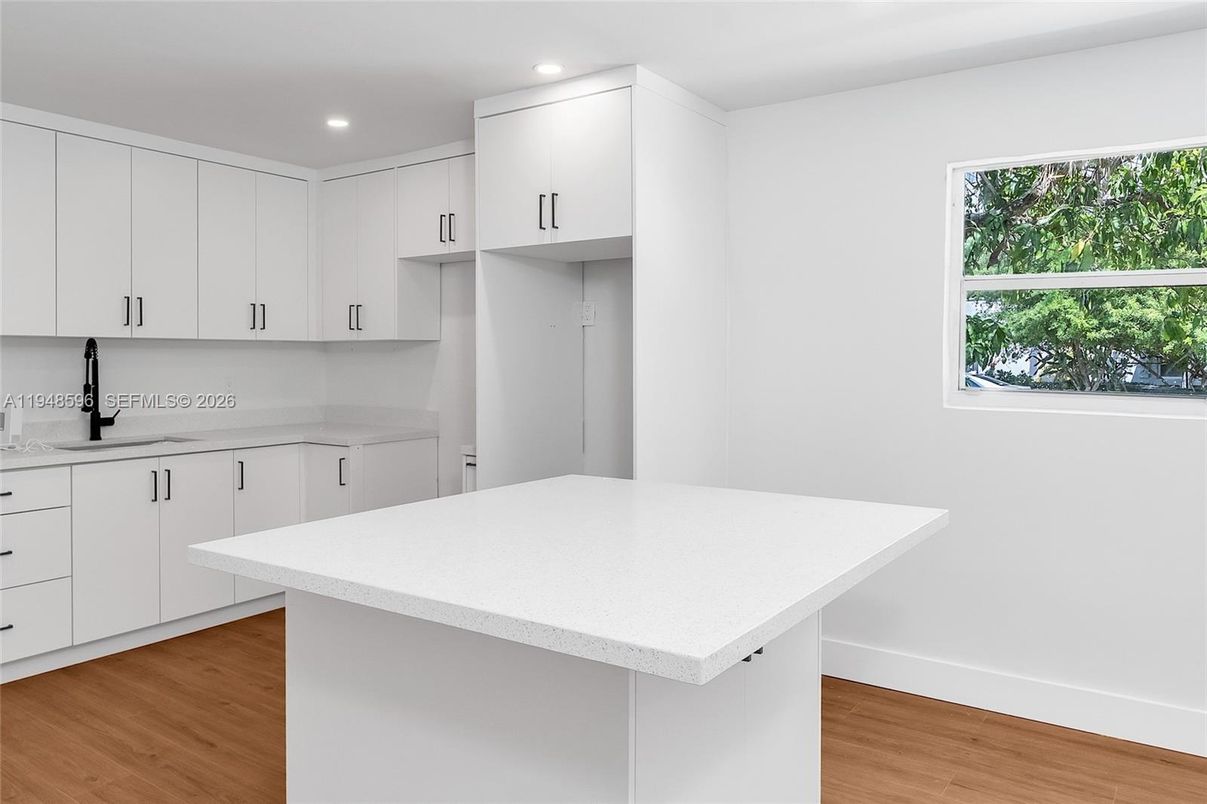 Interior, Kitchen, Recessed Lighting, Wood Texture Flooring