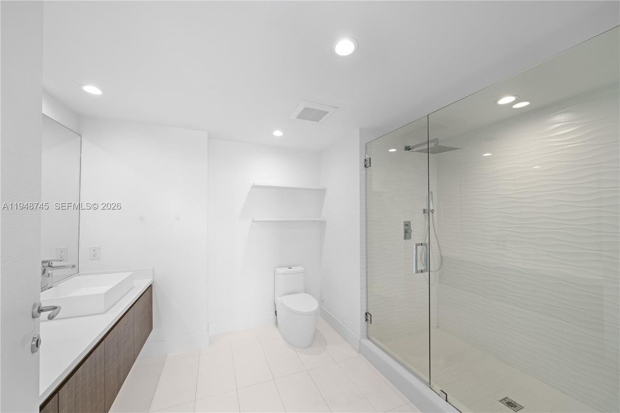 Bathroom, Glass Shower, Interior, Recessed Lighting
