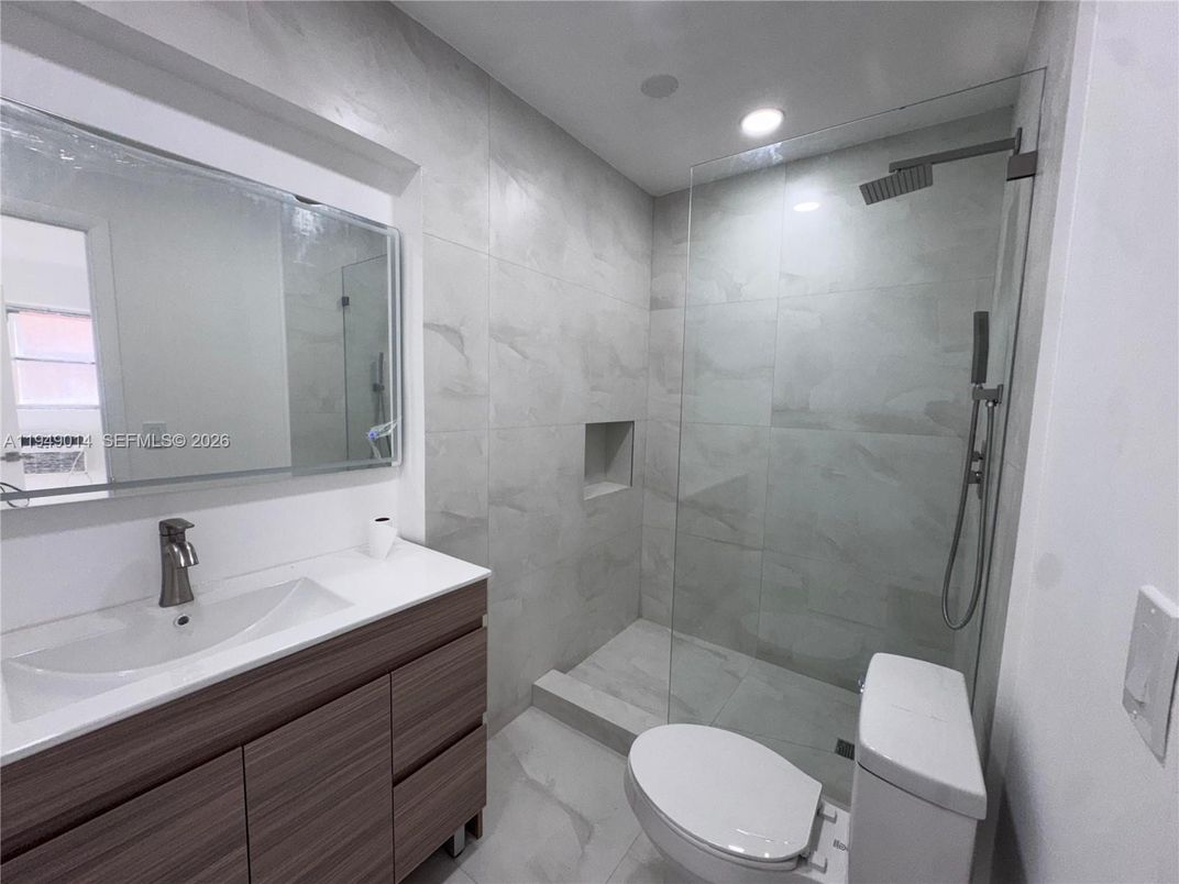 Bathroom, Glass Shower, Interior, Recessed Lighting