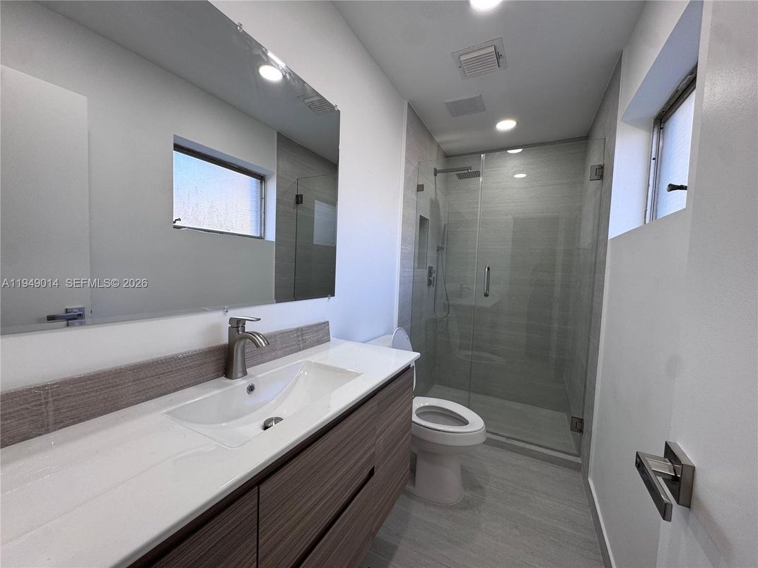 Bathroom, Glass Shower, Interior, Recessed Lighting
