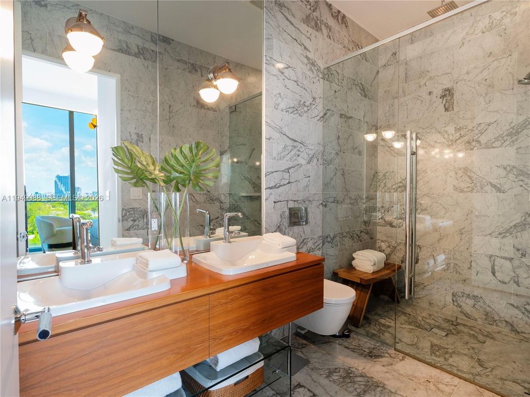 Bathroom, Glass Shower, Interior, Marble, Marble Walls