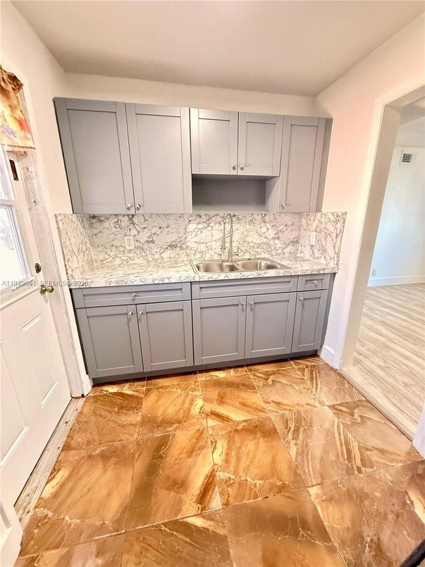 Interior, Kitchen, Marble, Marble Walls, Wood Texture Flooring