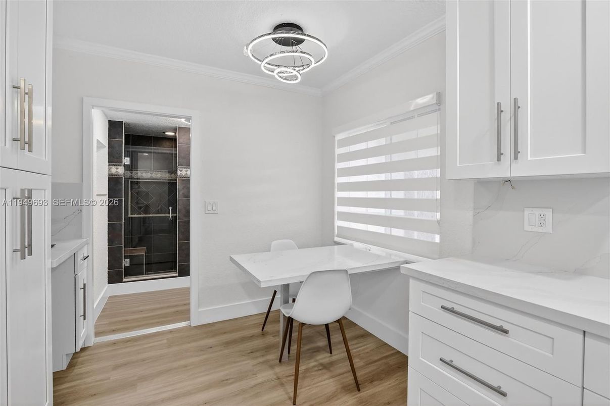 Home Office, Interior, Pendant Lights, Wood Texture Flooring