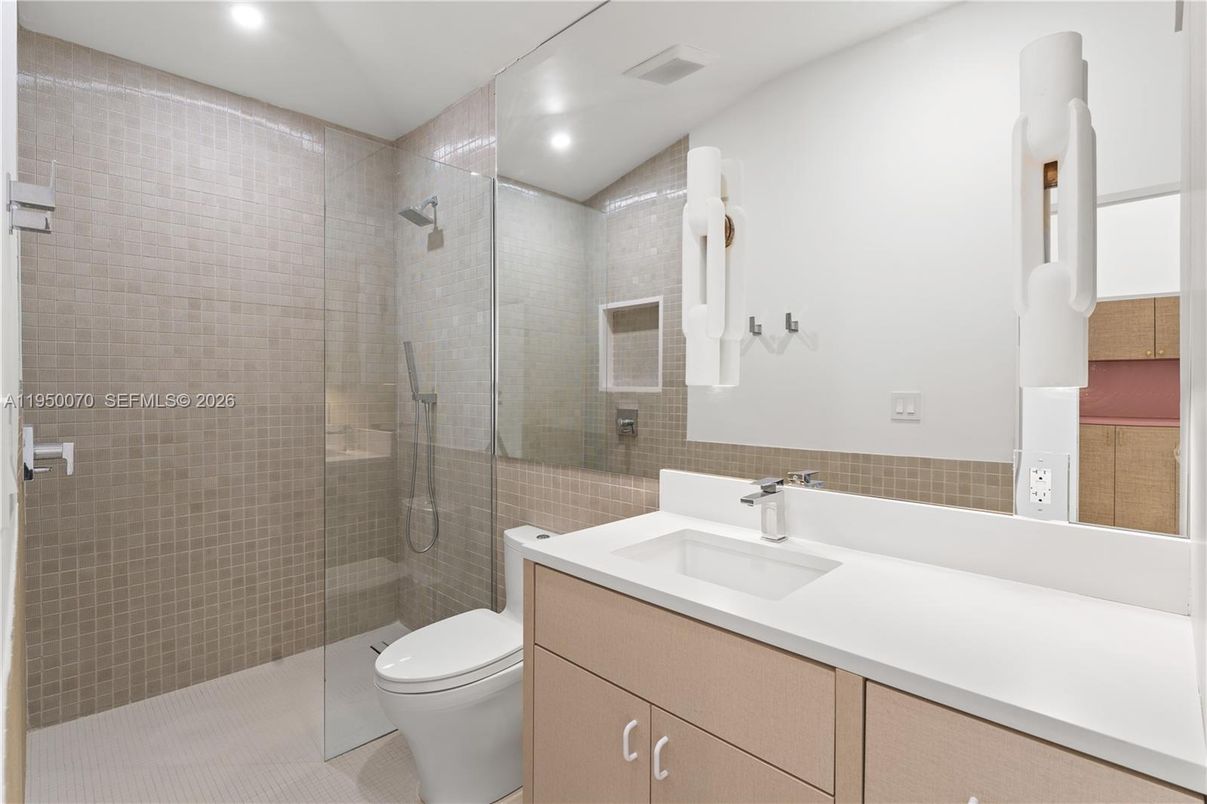 Bathroom, Glass Shower, Interior, Recessed Lighting