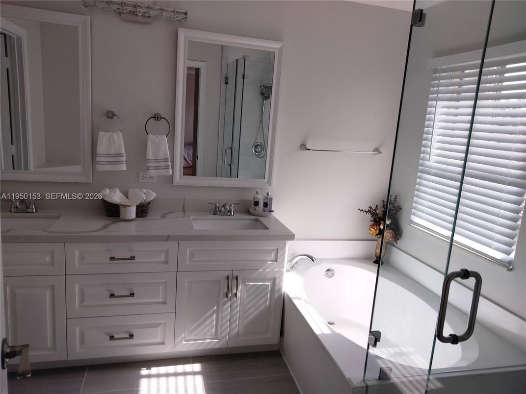 Bathroom, Dual Sink Vanities, Glass Shower, Interior