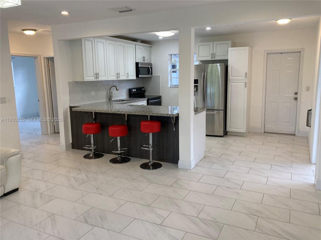 Interior, Kitchen, Marble, Recessed Lighting, Stainless Steel Appliances