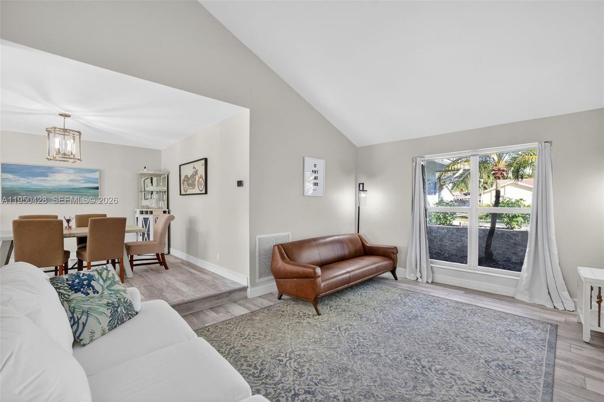 Dining room, Interior, Living room, Pendant Lights, Wood Texture Flooring