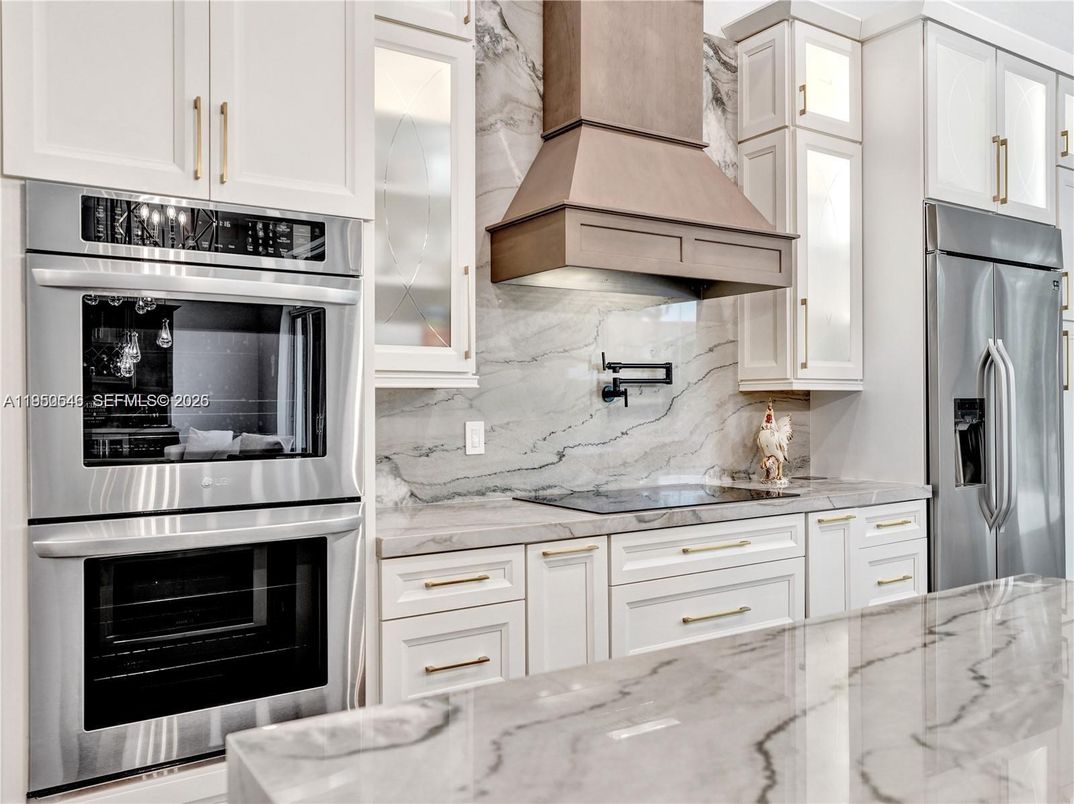 Interior, Kitchen, Marble Walls, Stainless Steel Appliances