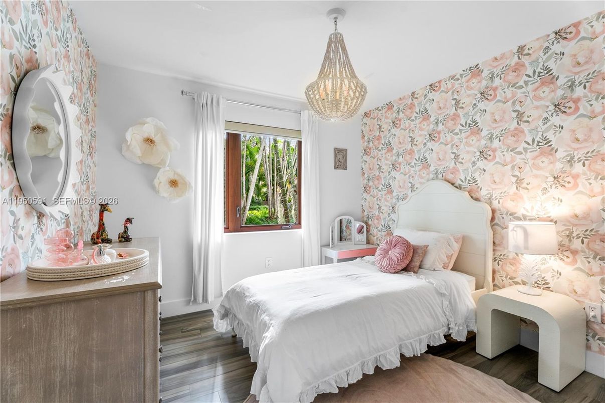Bedroom, Chandelier, Interior, Wood Texture Flooring