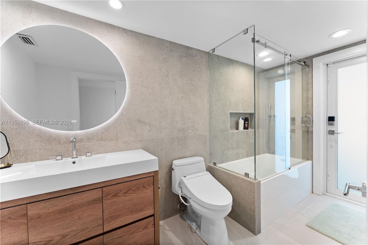 Bathroom, Glass Shower, Interior, Recessed Lighting