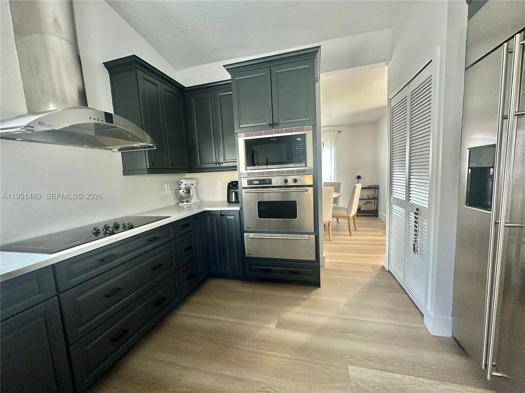 Interior, Kitchen, Stainless Steel Appliances, Wood Texture Flooring