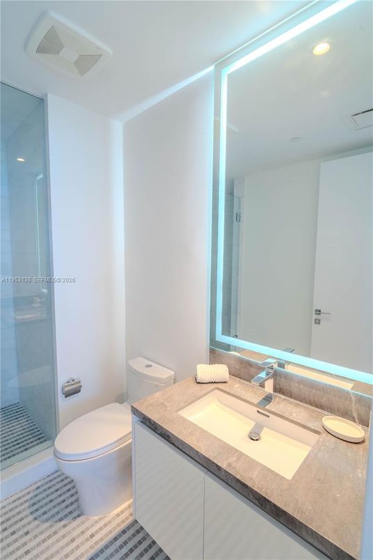Bathroom, Glass Shower, Interior, Recessed Lighting