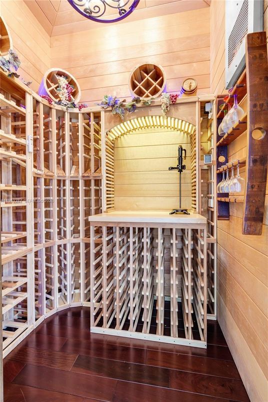 Interior, Wine Storage, Wood Texture Flooring, Wooden Walls