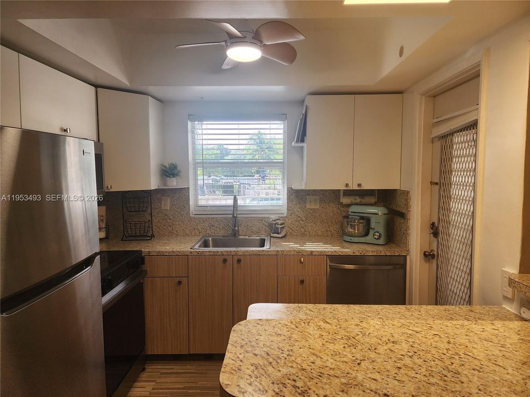 Interior, Kitchen, Stainless Steel Appliances, Wood Texture Flooring