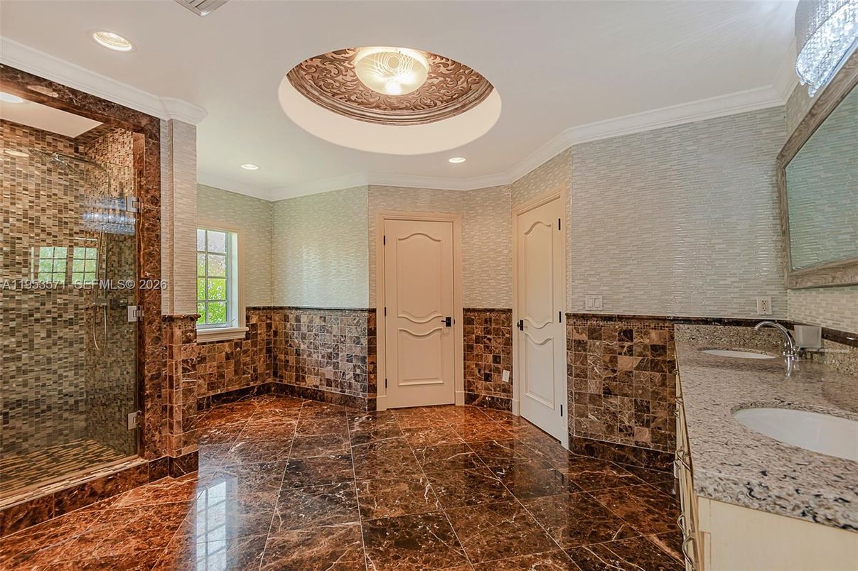Bathroom, Dual Sink Vanities, Glass Shower, Interior, Recessed Lighting