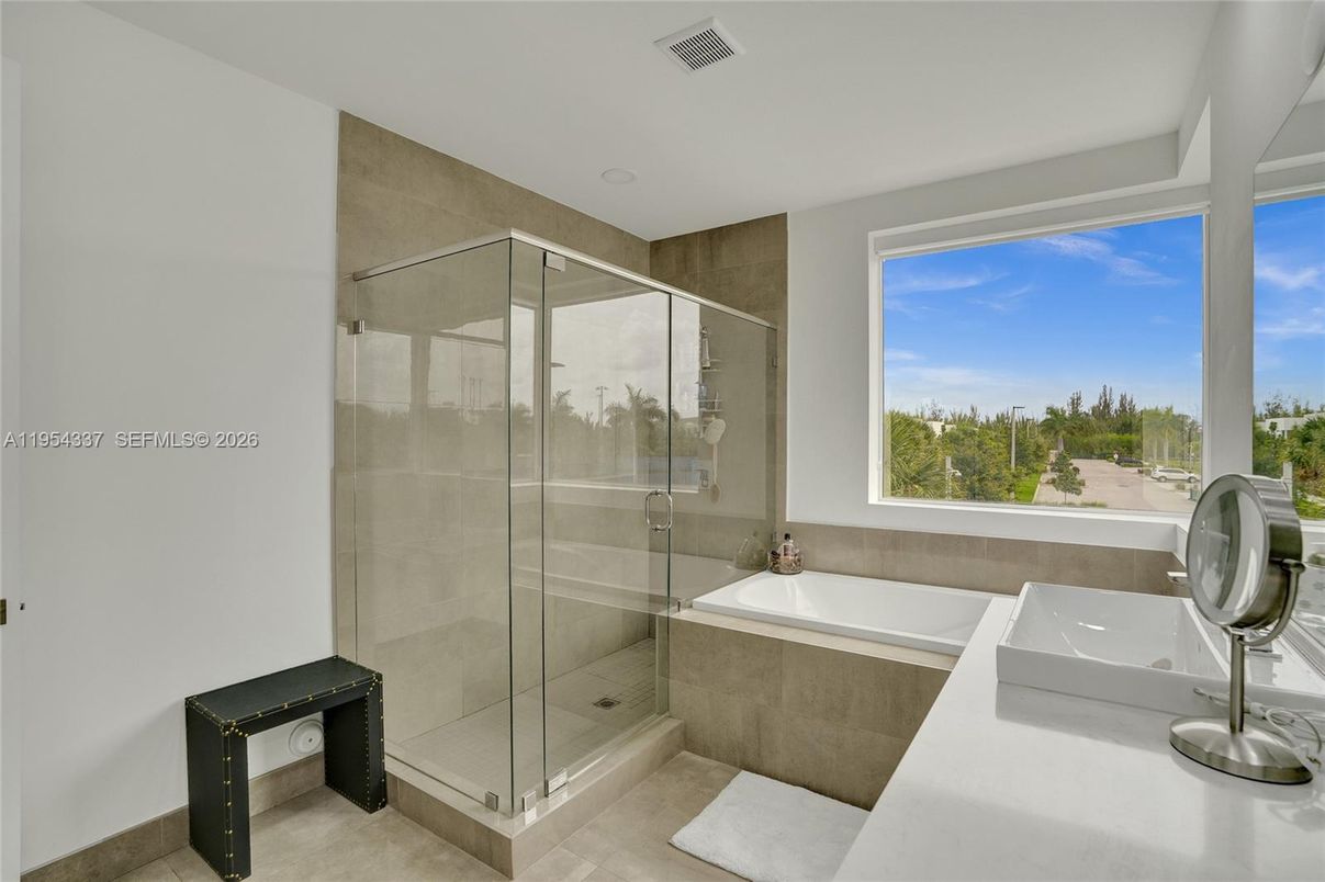 Bathroom, Glass Shower, Interior, Recessed Lighting