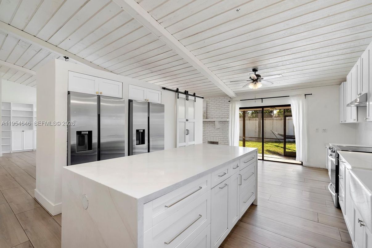Interior, Kitchen, Stainless Steel Appliances, Wood Texture Flooring