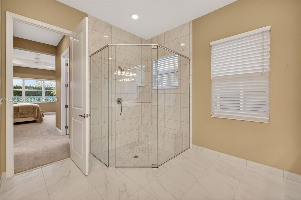 Bathroom, Bedroom, Glass Shower, Interior, Marble, Recessed Lighting, Water