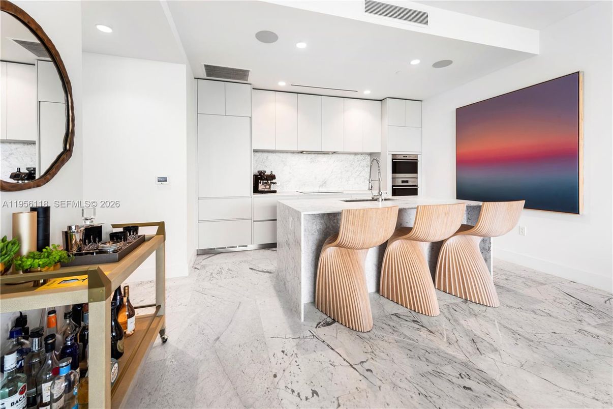 Interior, Kitchen, Marble, Recessed Lighting, Stainless Steel Appliances