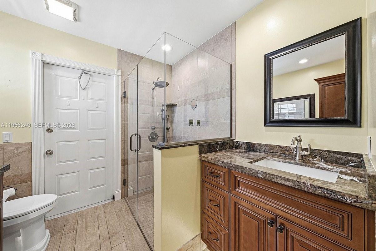 Bathroom, Glass Shower, Interior, Recessed Lighting